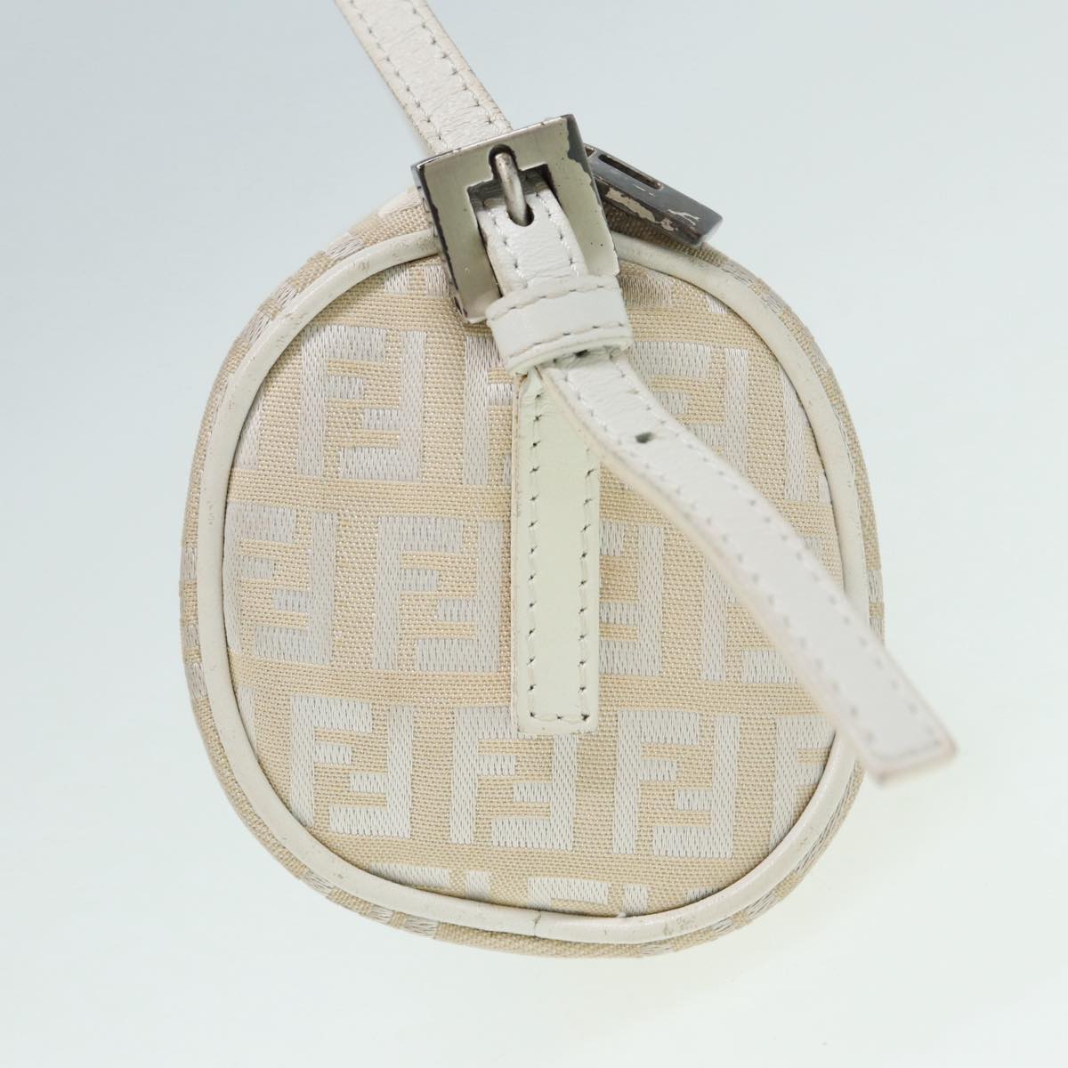 FENDI Zucchino Canvas Pouch Nylon White Silverti1933