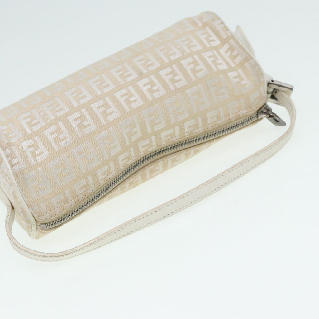 FENDI Zucchino Canvas Pouch Nylon White Silverti1933