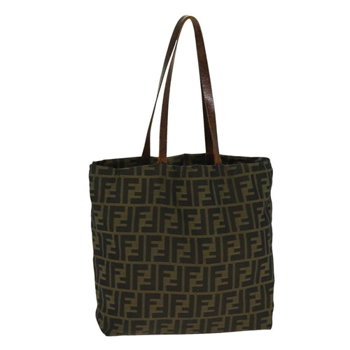 FENDI Zucca Canvas Tote Bag Brown Black Silverti2007