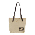 FENDI Hand Bag Canvas Leather Beige Brown Silverti2134