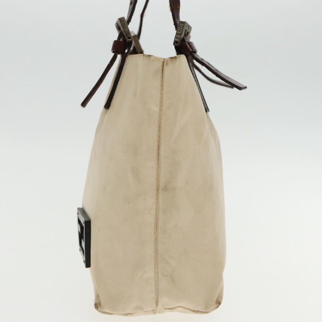 FENDI Hand Bag Canvas Leather Beige Brown Silverti2134
