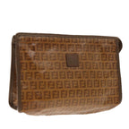 FENDI Zucchino Canvas Clutch Bag Brown Goldti2135