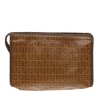 FENDI Zucchino Canvas Clutch Bag Brown Goldti2135