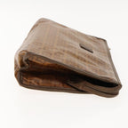 FENDI Zucchino Canvas Clutch Bag Brown Goldti2135