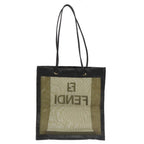 FENDI Tote Bag Nylon Leather Khaki Black Goldti2229