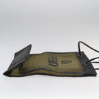 FENDI Tote Bag Nylon Leather Khaki Black Goldti2229