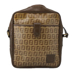 FENDI Zucchino Canvas Shoulder Bag Coated Canvas Brownti2297
