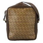 FENDI Zucchino Canvas Shoulder Bag Coated Canvas Brownti2297