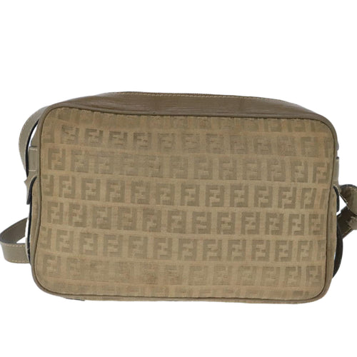 FENDI Zucchino Canvas Shoulder Bag Canvas Brownti2303
