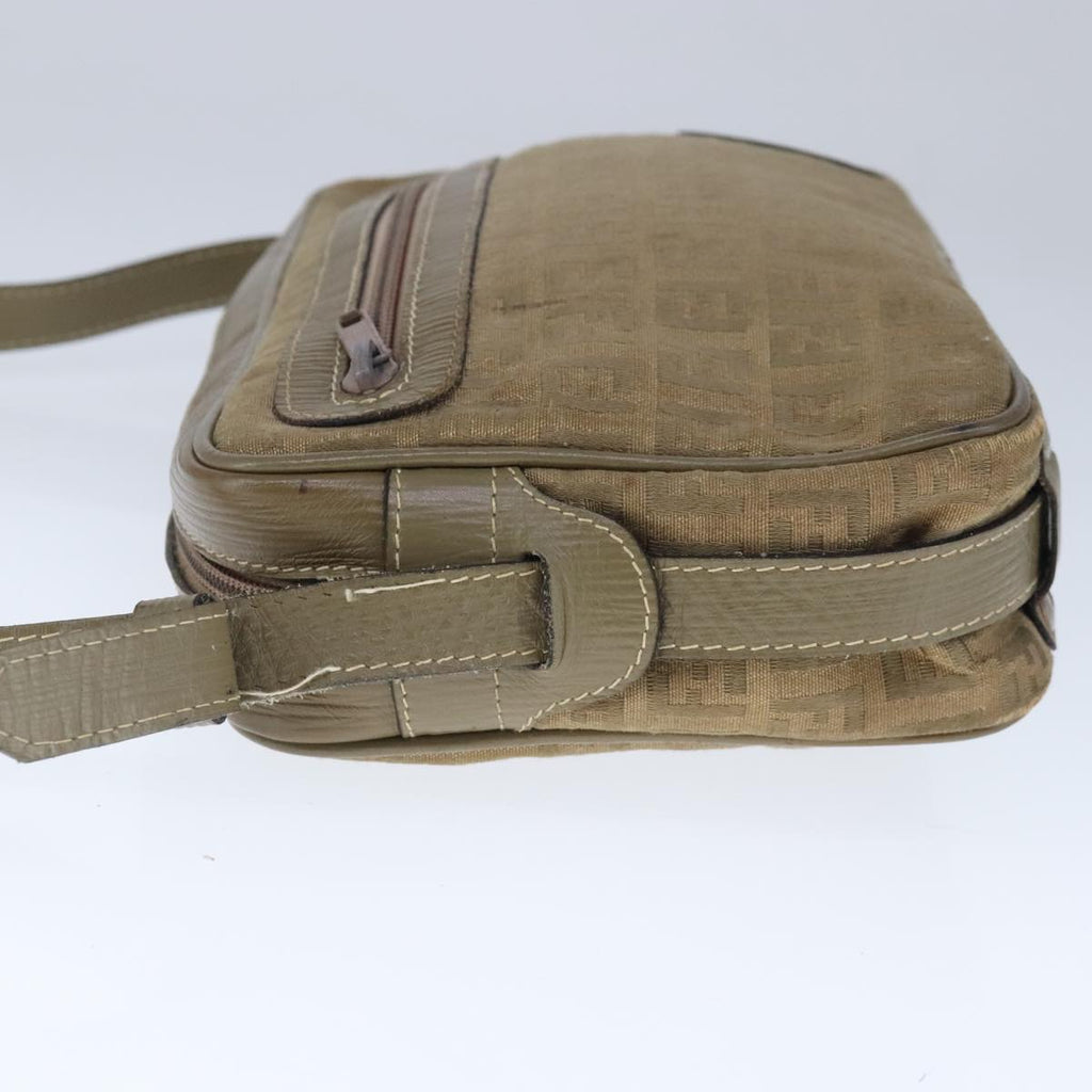 FENDI Zucchino Canvas Shoulder Bag Canvas Brownti2303