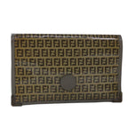 FENDI Zucchino Canvas Clutch Bag Coated Canvas Brownti2310
