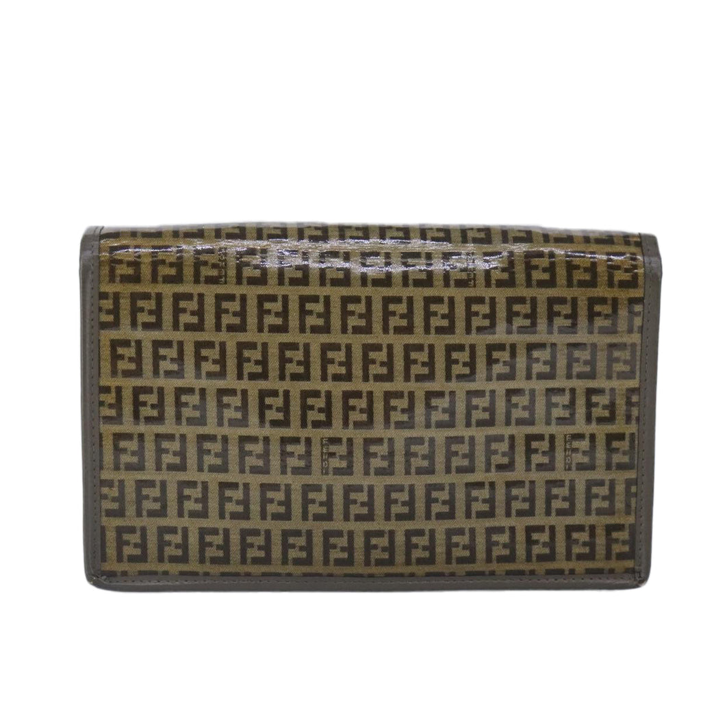 FENDI Zucchino Canvas Clutch Bag Coated Canvas Brownti2310