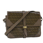 FENDI Zucchino Canvas Shoulder Bag Coated Canvas Brownti2323