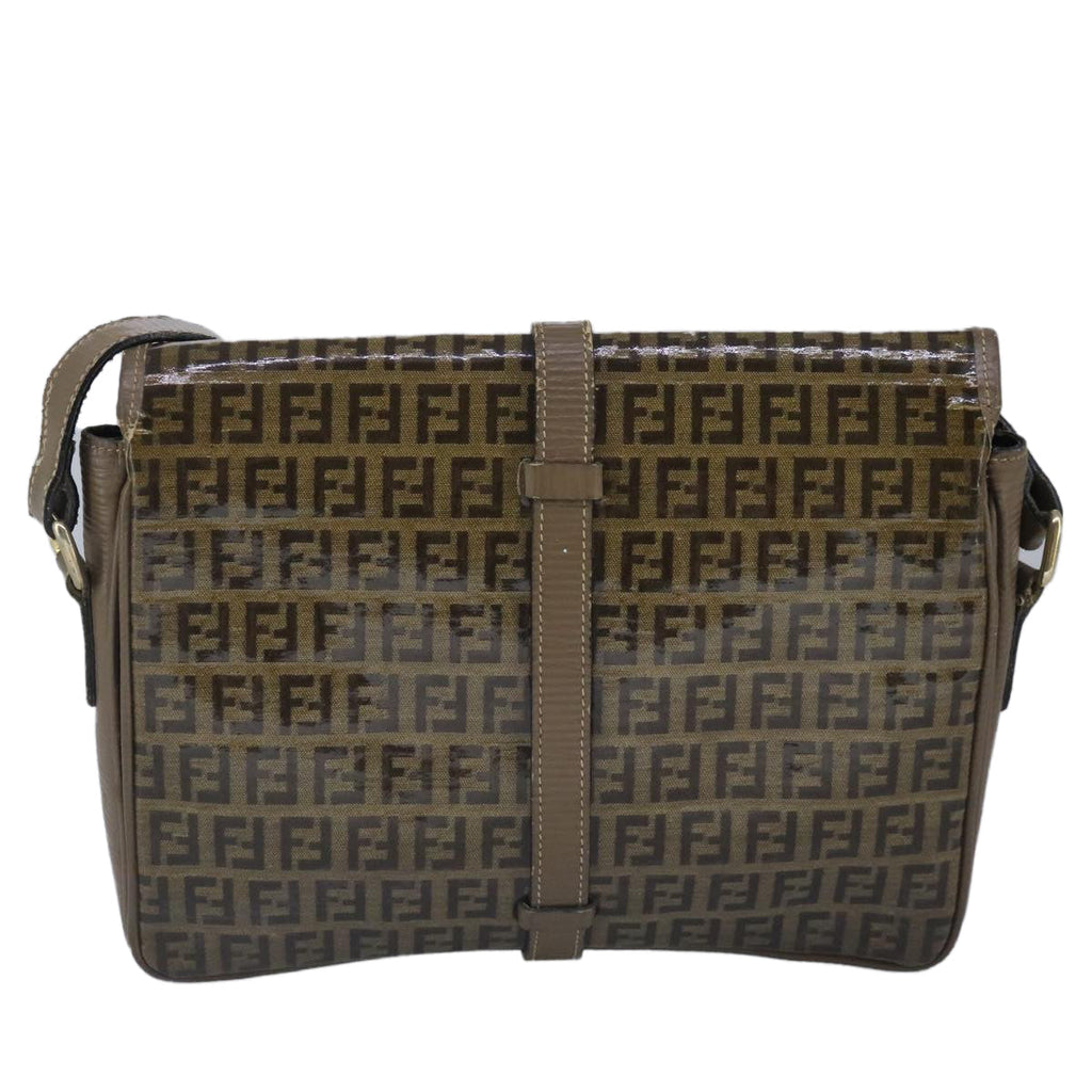 FENDI Zucchino Canvas Shoulder Bag Coated Canvas Brownti2323