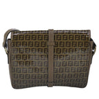 FENDI Zucchino Canvas Shoulder Bag Coated Canvas Brownti2323