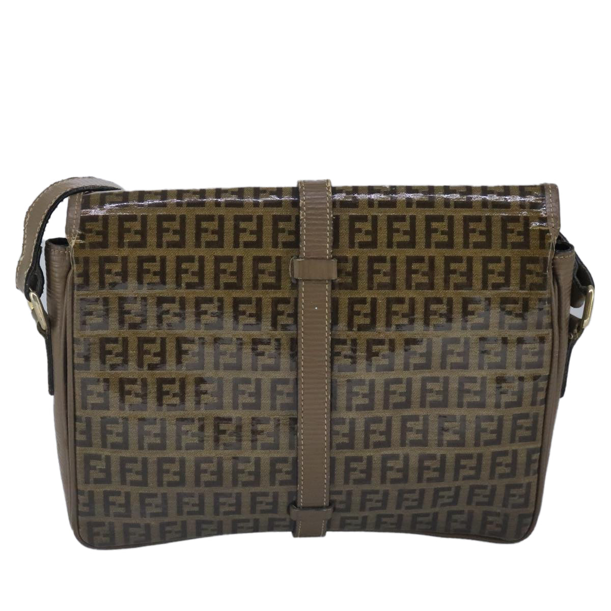 FENDI Zucchino Canvas Shoulder Bag Coated Canvas Brownti2323