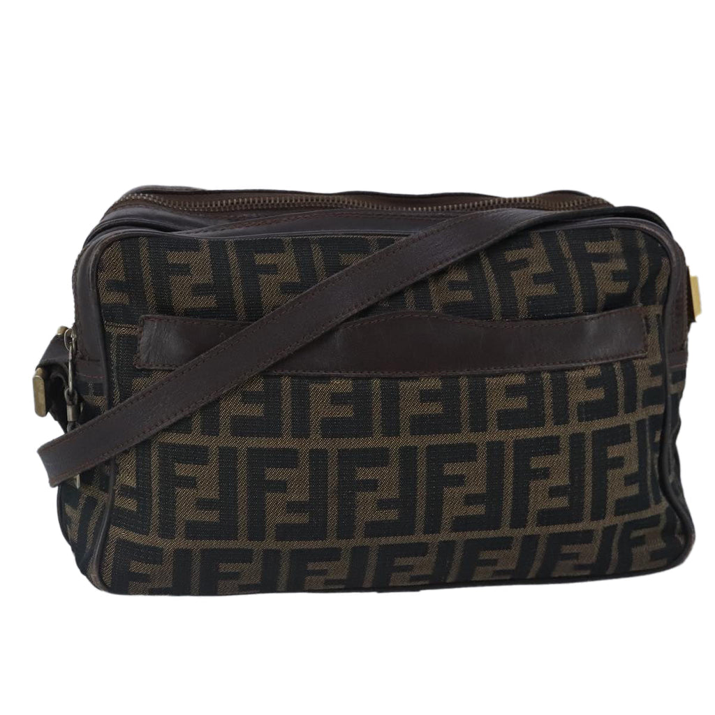 FENDI Zucca Canvas Shoulder Bag Canvas Brownti2335