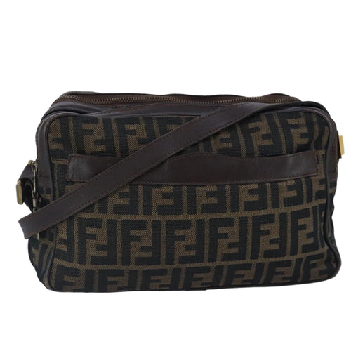 FENDI Zucca Canvas Shoulder Bag Canvas Brownti2335