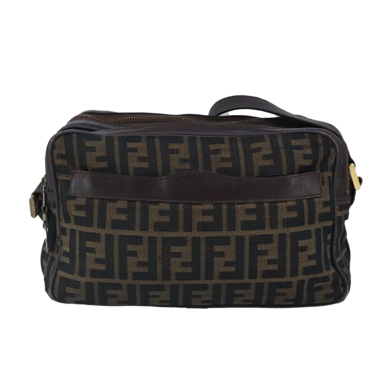 FENDI Zucca Canvas Shoulder Bag Canvas Brownti2335