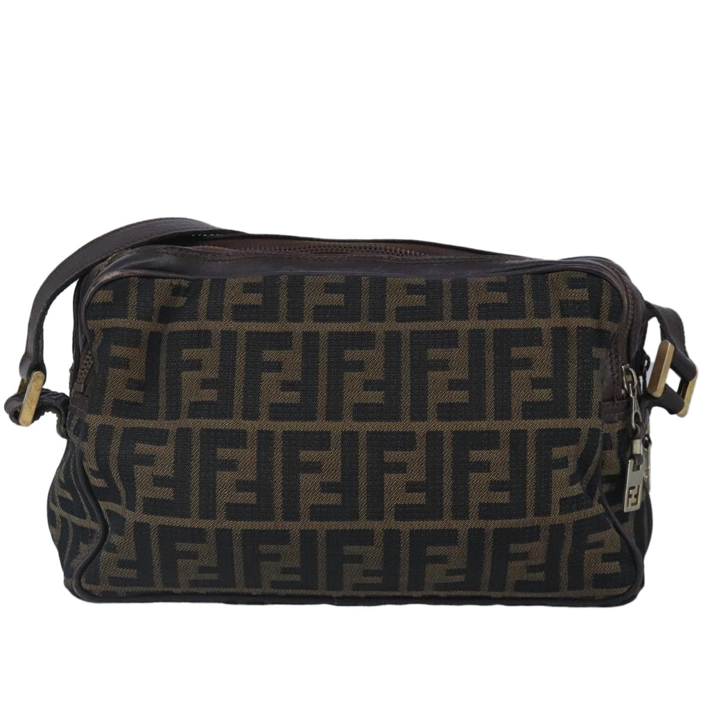 FENDI Zucca Canvas Shoulder Bag Canvas Brownti2335