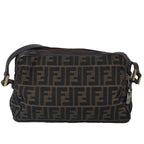 FENDI Zucca Canvas Shoulder Bag Canvas Brownti2335
