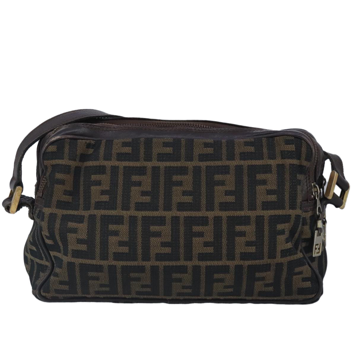 FENDI Zucca Canvas Shoulder Bag Canvas Brownti2335