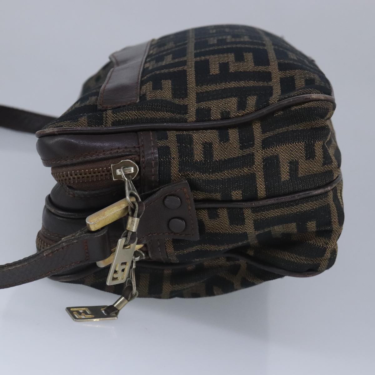 FENDI Zucca Canvas Shoulder Bag Canvas Brownti2335