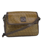 FENDI Zucchino Canvas Shoulder Bag Coated Canvas Brownti2336