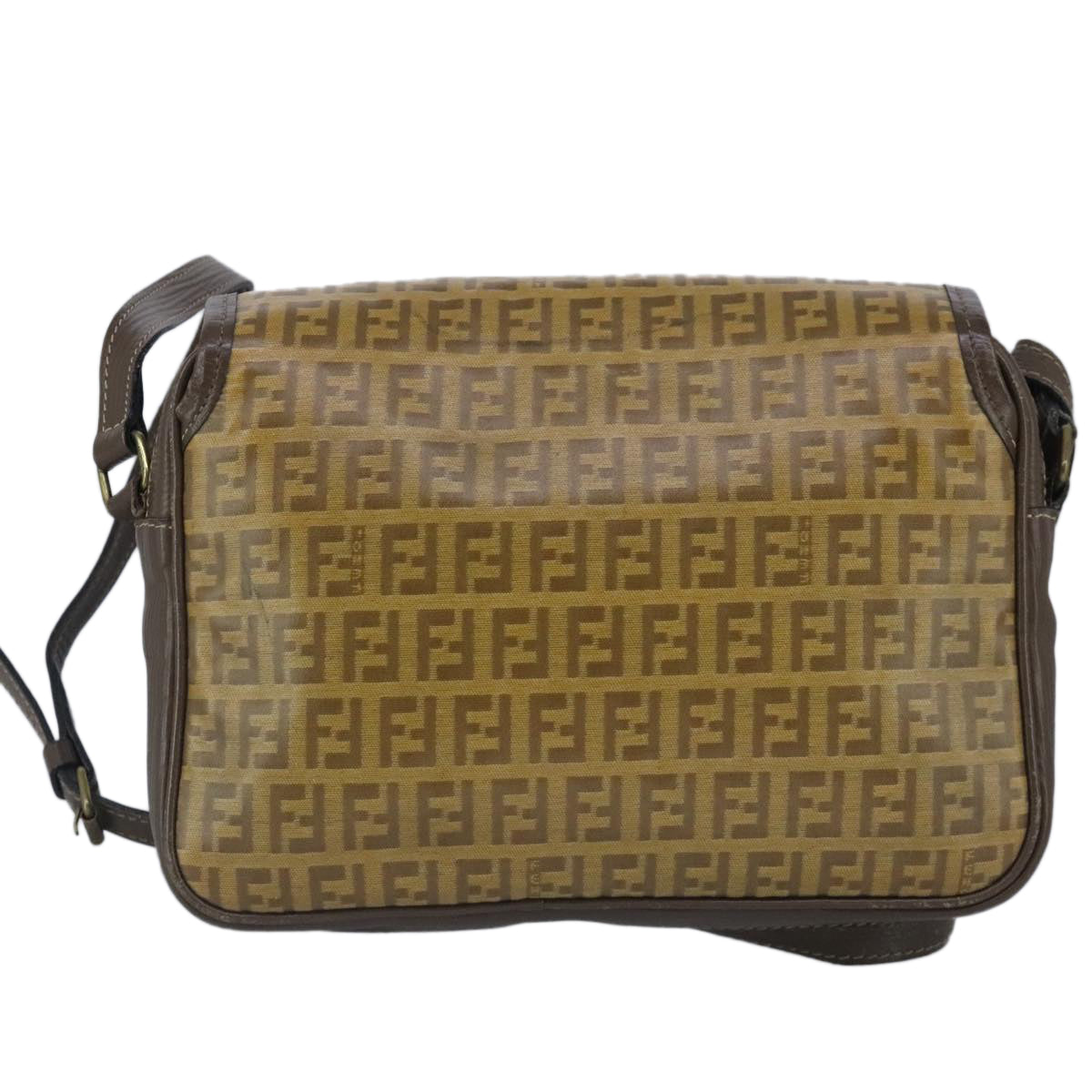 FENDI Zucchino Canvas Shoulder Bag Coated Canvas Brownti2336