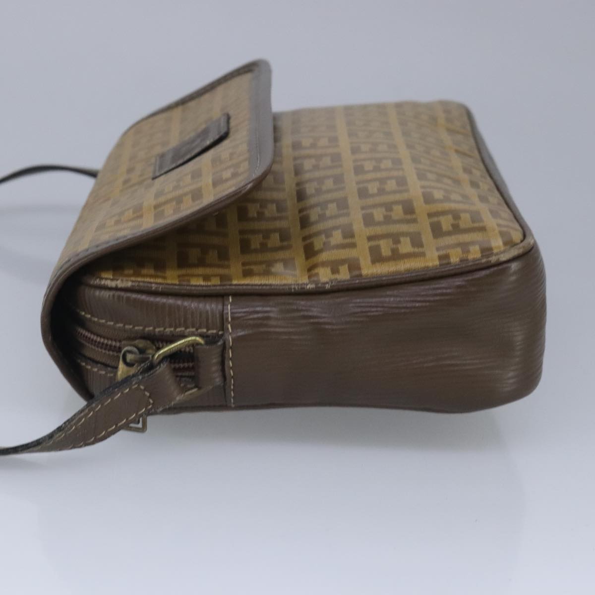 FENDI Zucchino Canvas Shoulder Bag Coated Canvas Brownti2336