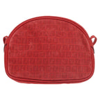 FENDI Zucchino Canvas Shoulder Bag Coated Canvas Redti2358