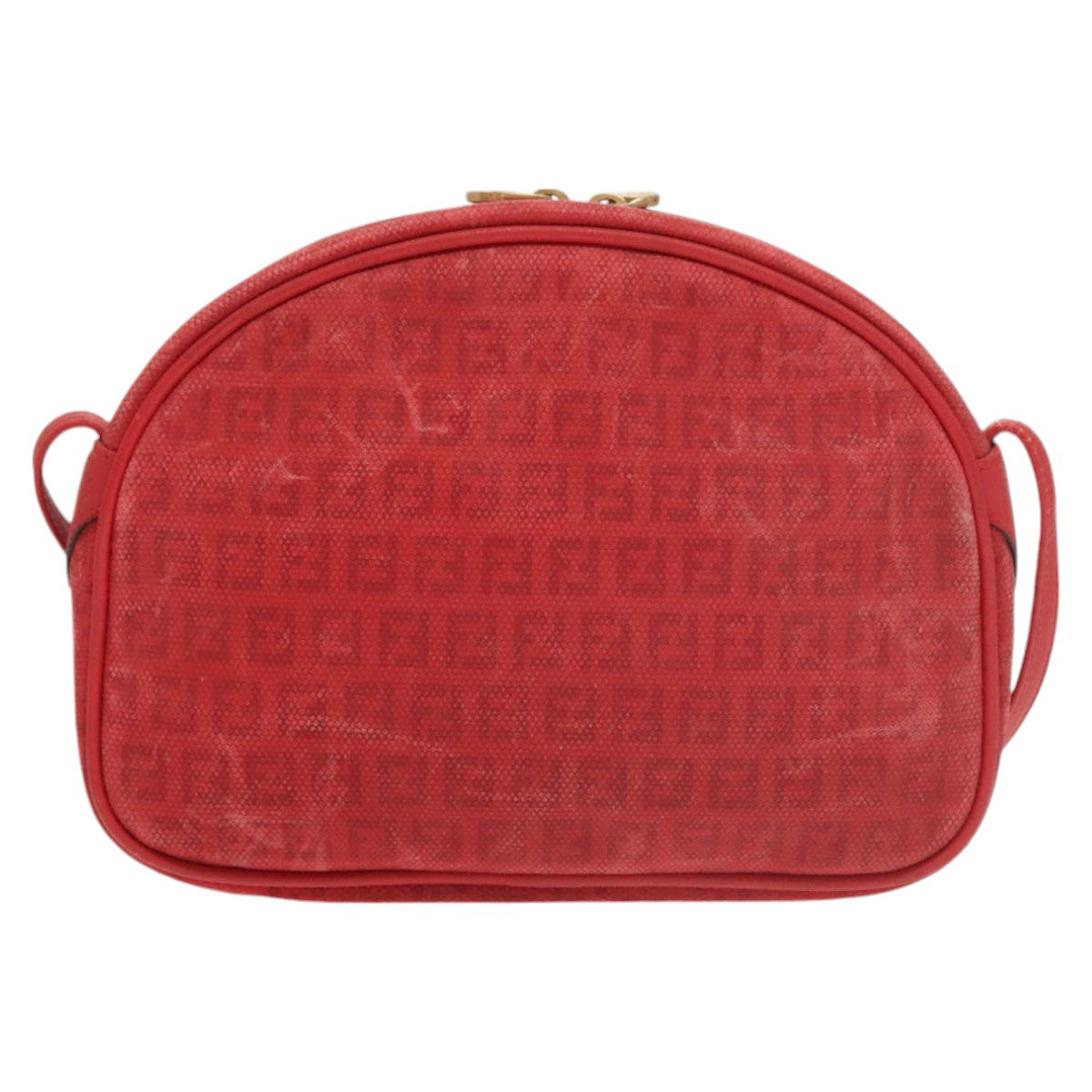 FENDI Zucchino Canvas Shoulder Bag Coated Canvas Redti2358