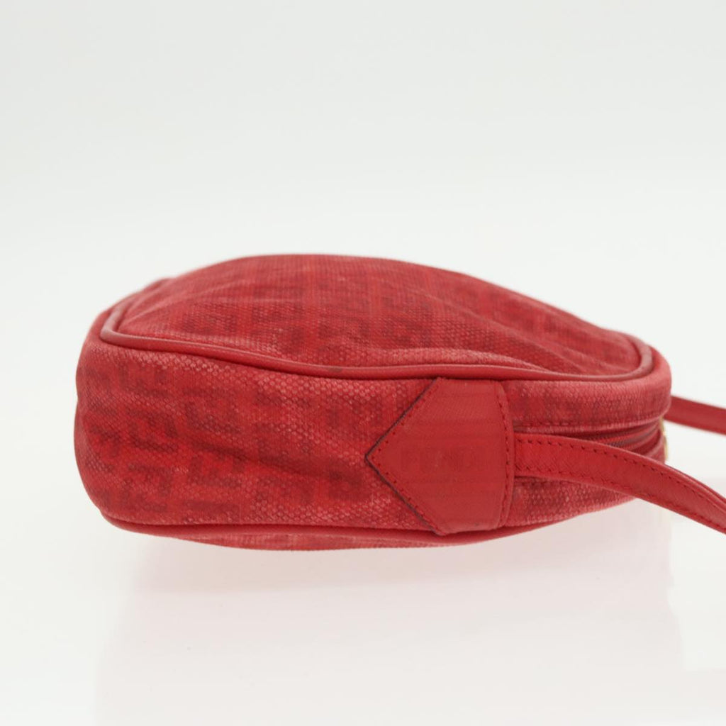 FENDI Zucchino Canvas Shoulder Bag Coated Canvas Redti2358