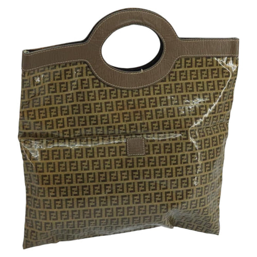 FENDI Zucchino Canvas Hand Bag Coated Canvas Brownti2382