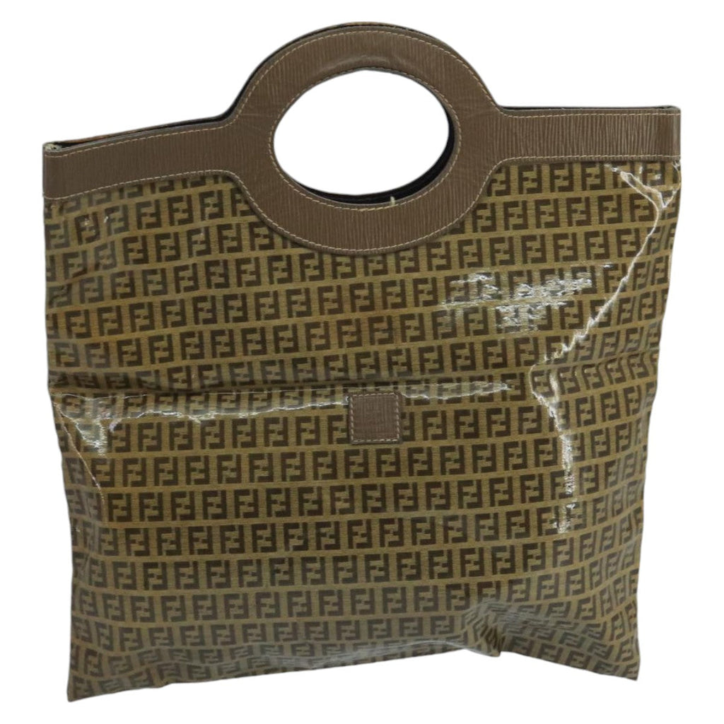 FENDI Zucchino Canvas Hand Bag Coated Canvas Brownti2382