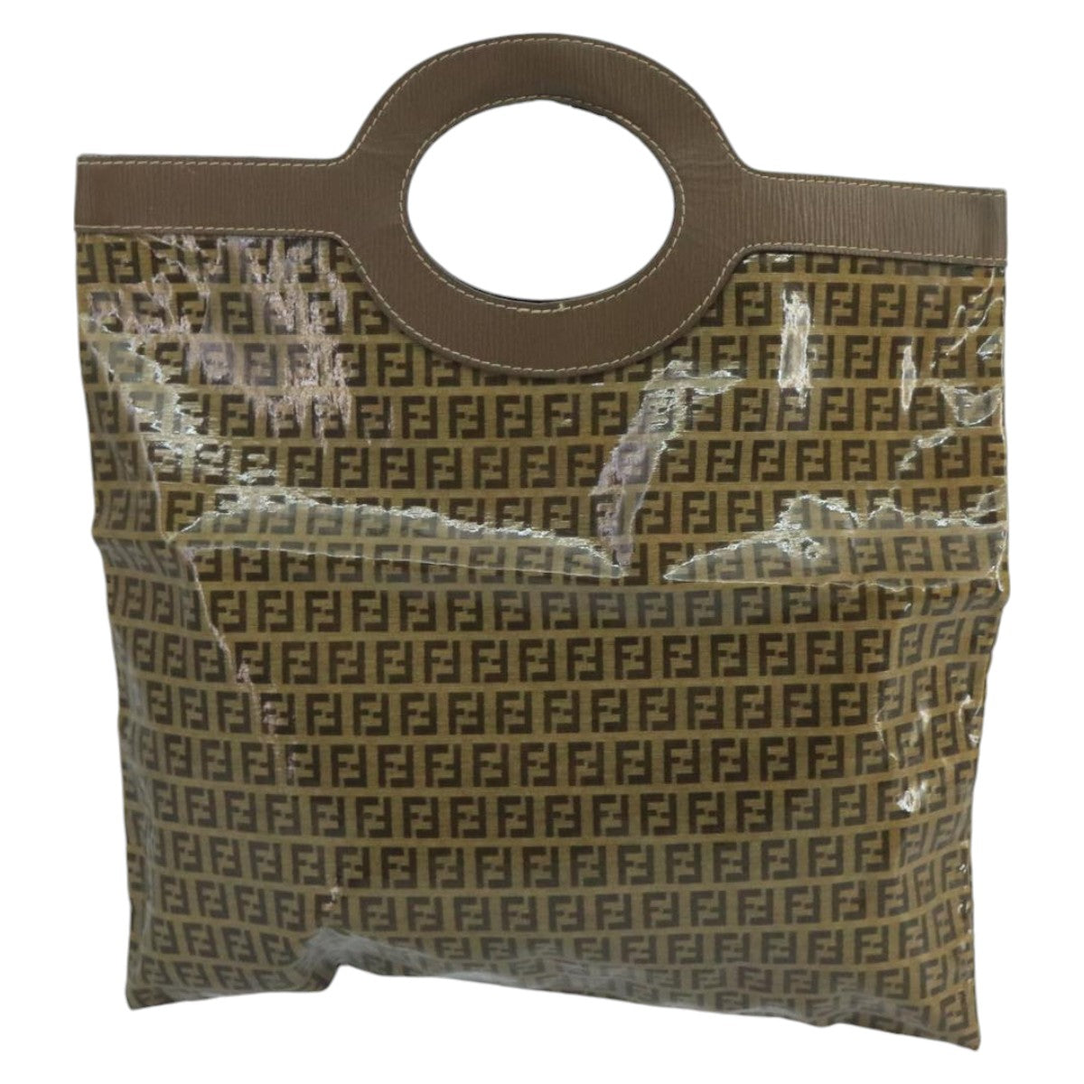 FENDI Zucchino Canvas Hand Bag Coated Canvas Brownti2382