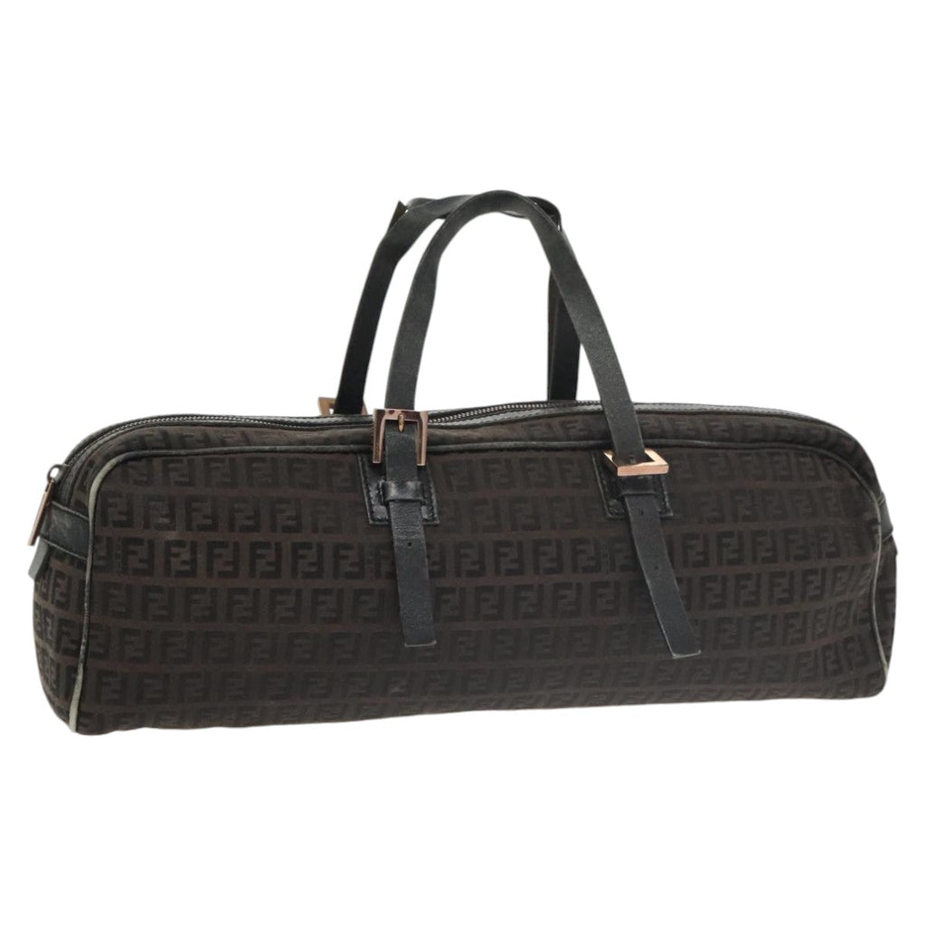 FENDI Zucchino Canvas Hand Bag Canvas Brownti2386