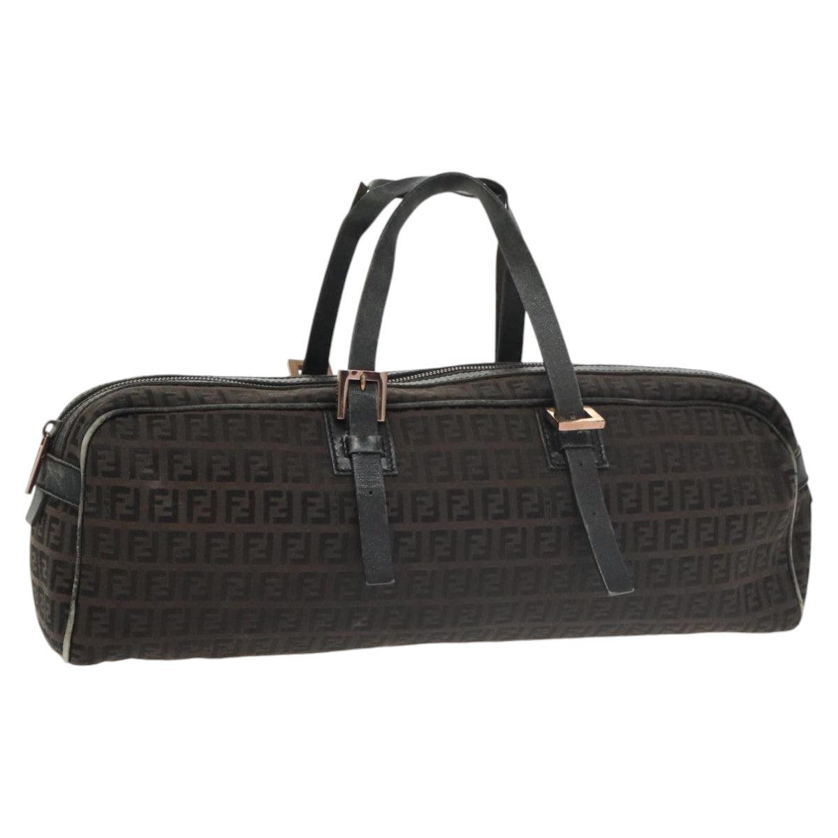 FENDI Zucchino Canvas Hand Bag Canvas Brownti2386