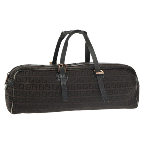 FENDI Zucchino Canvas Hand Bag Canvas Brownti2386