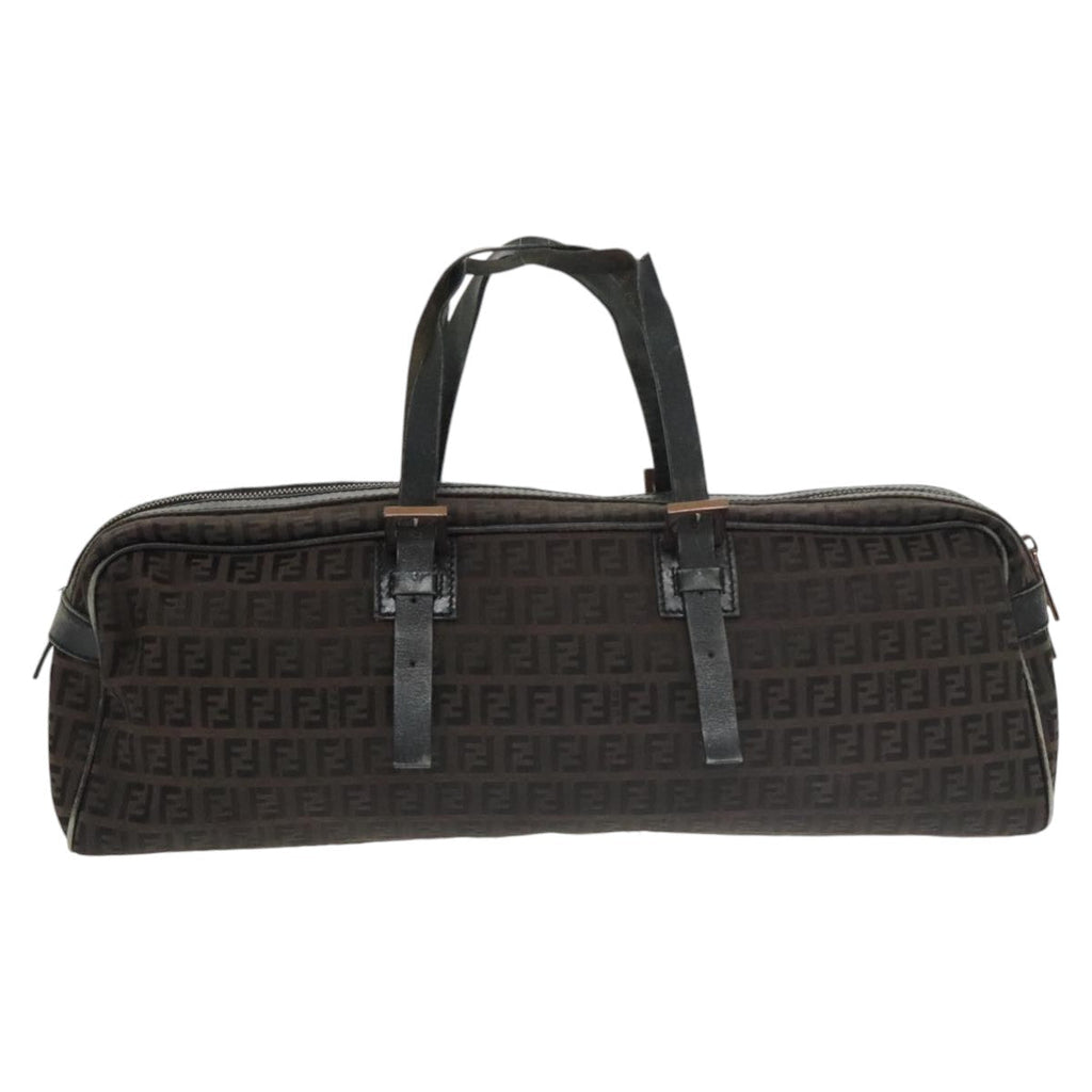 FENDI Zucchino Canvas Hand Bag Canvas Brownti2386