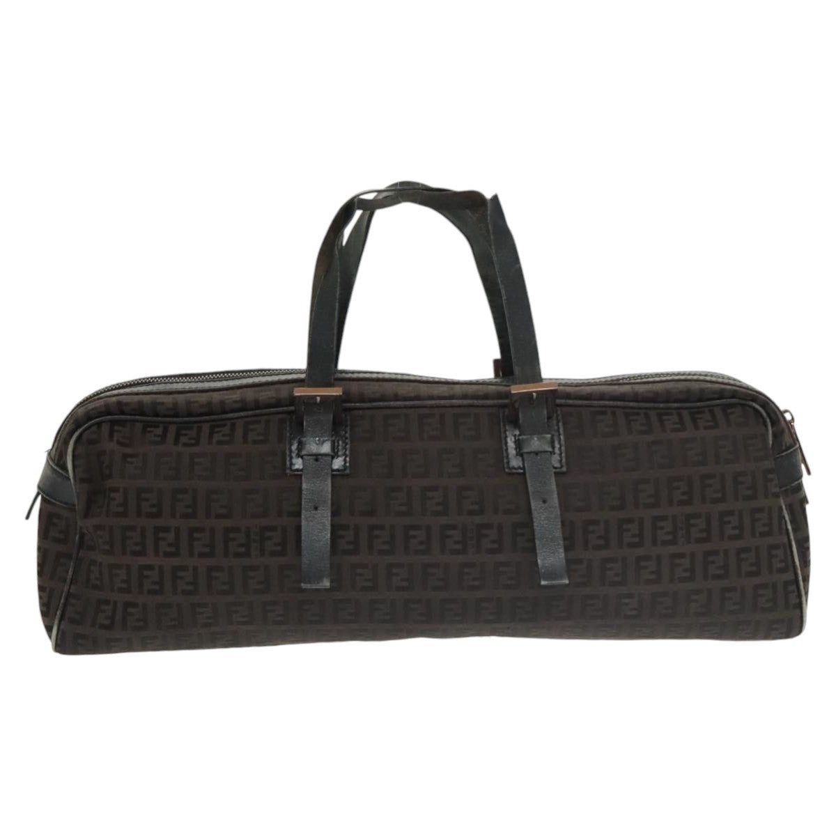 FENDI Zucchino Canvas Hand Bag Canvas Brownti2386