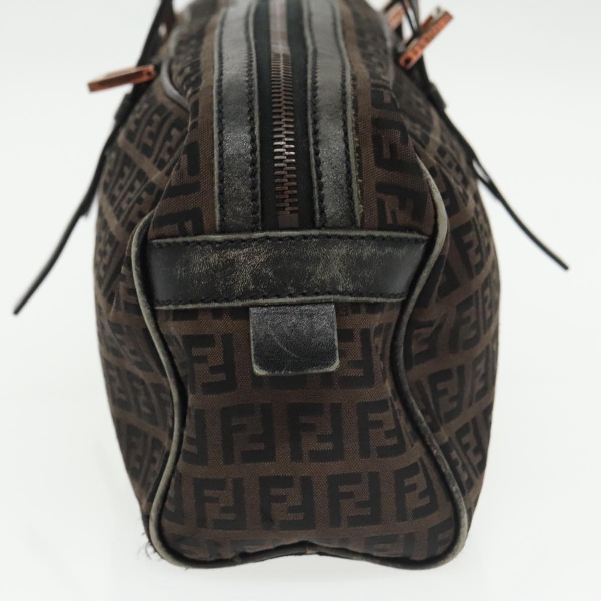 FENDI Zucchino Canvas Hand Bag Canvas Brownti2386