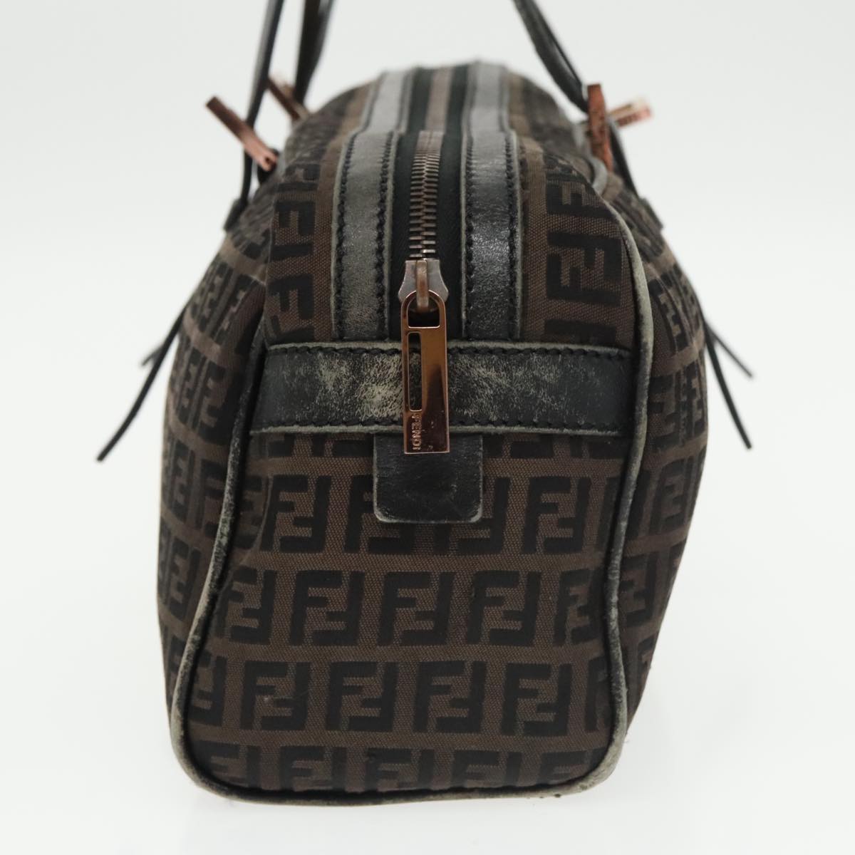 FENDI Zucchino Canvas Hand Bag Canvas Brownti2386