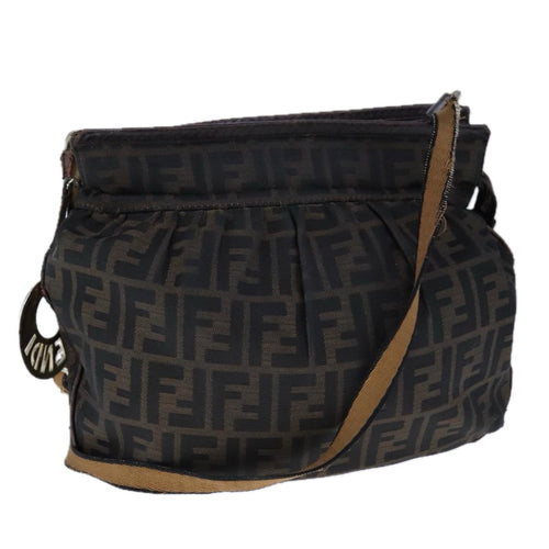 FENDI Zucca Canvas Shoulder Bag Brown Blackti2513