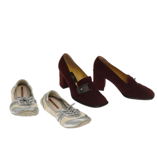 FENDI PRADA pumps Leather Suede 2Set Silver Redti2529