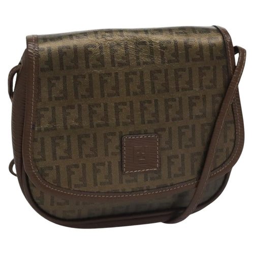 FENDI Zucchino Canvas Shoulder Bag Goldti2659