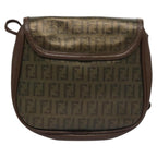 FENDI Zucchino Canvas Shoulder Bag Goldti2659