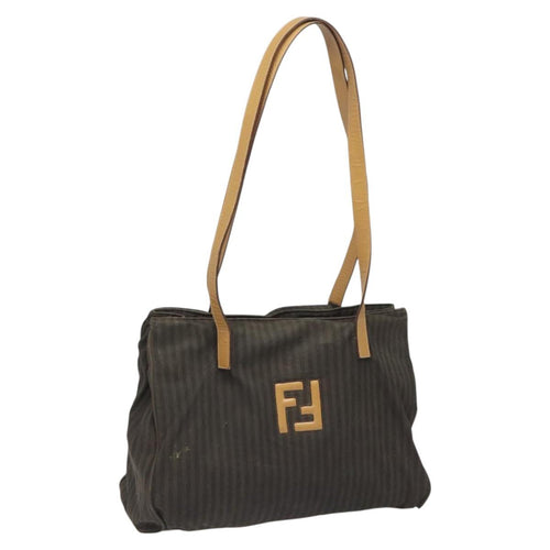 FENDI Pecan Canvas Tote Bag Brown Blackti2660