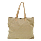 FENDI Zucchino Canvas Shoulder Bag Beige Auth ti732