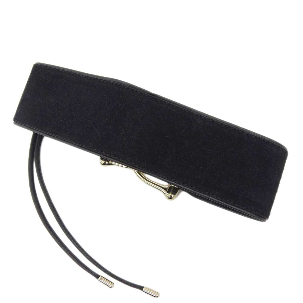 Gucci Suede Wide Belt Black Gold XS